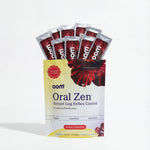 Packaging of Oom Oral Zen Instant Gag Reflex Control with lemon cranberry flavor on a white background